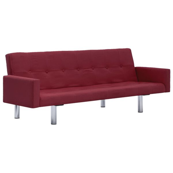 vidaXL Canap&eacute;-lit avec accoudoir Rouge bordeaux Polyester