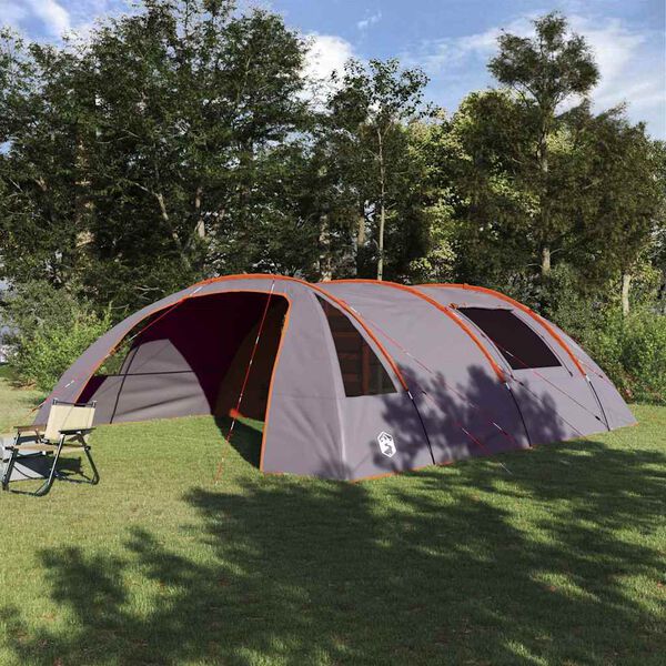 vidaXL Tente tunnel avec toit Gris et orange 700 x 590 x 215 cm