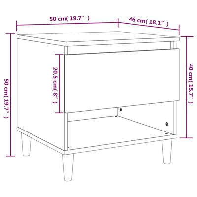 vidaXL Table de chevet Chêne brun 50x46x50 cm Bois d'ingénierie