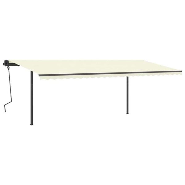 vidaXL Auvent manuel r&eacute;tractable avec poteaux 6x3 m Cr&egrave;me