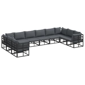 vidaXL Ensemble de canap&eacute; de jardin 10 pc Noir Aluminium