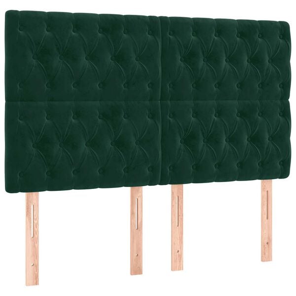 vidaXL T&ecirc;te de lit Vert fonc&eacute; 160x7x118/128 cm Velours