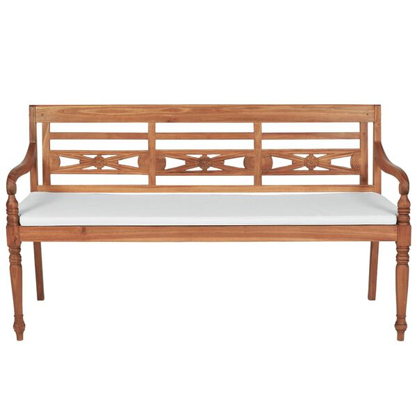 vidaXL Banc Batavia avec coussin 150 cm Teck