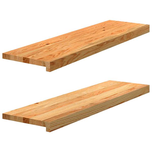 vidaXL Marches d'escalier 2 pcs marron clair 90x30x2 cm ch&ecirc;ne massif
