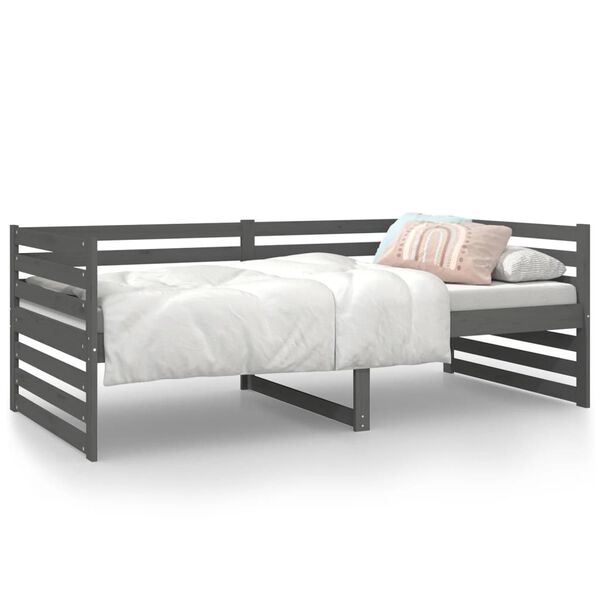 vidaXL Lit de jour sans matelas gris 90x190 cm bois de pin massif