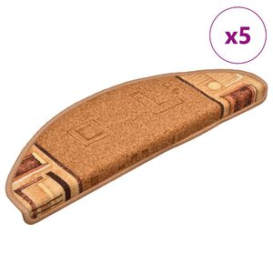 vidaXL Tapis d'escalier autoadh&eacute;sifs 5 pcs 65x21x4 cm Beige