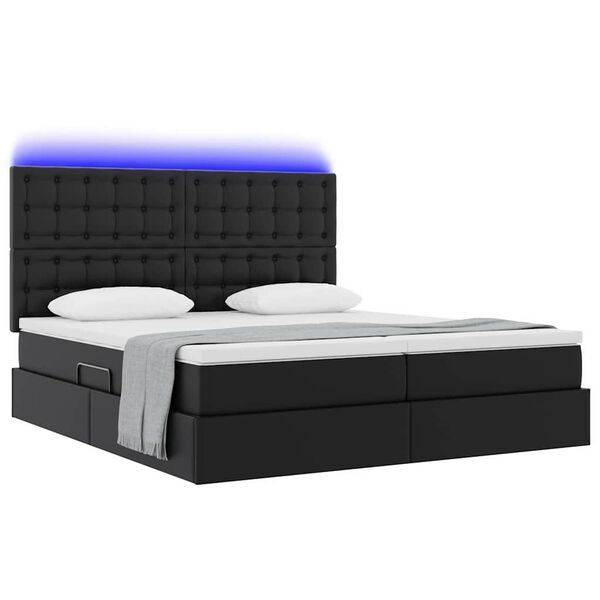 vidaXL Lit avec rangement et LED Noir 200 x 200 cm Simili cuir
