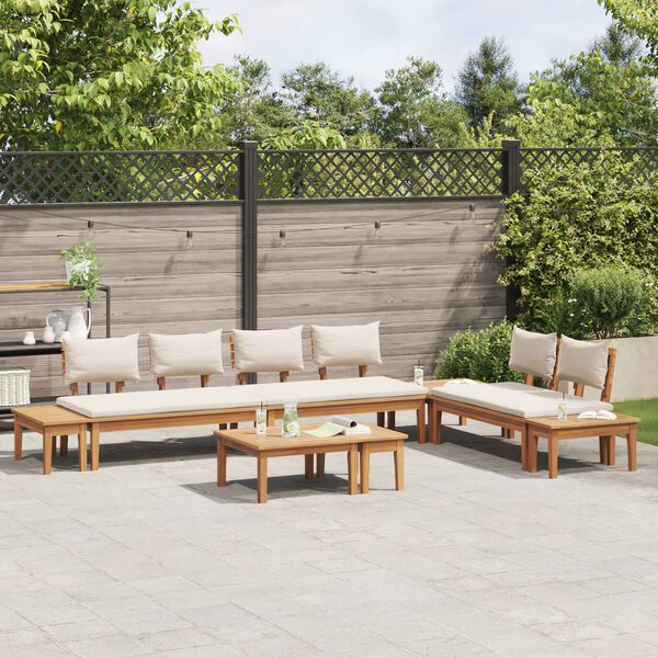 vidaXL Ensemble de canap&eacute; de jardin 5 pcs Marron et Cr&egrave;me