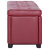 vidaXL Pouf de rangement 87,5 cm Rouge bordeaux Similicuir