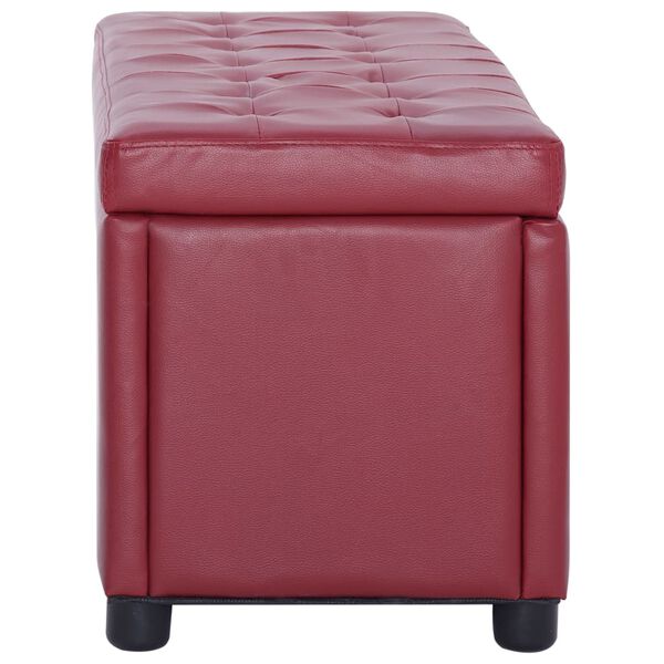 vidaXL Pouf de rangement 87,5 cm Rouge bordeaux Similicuir