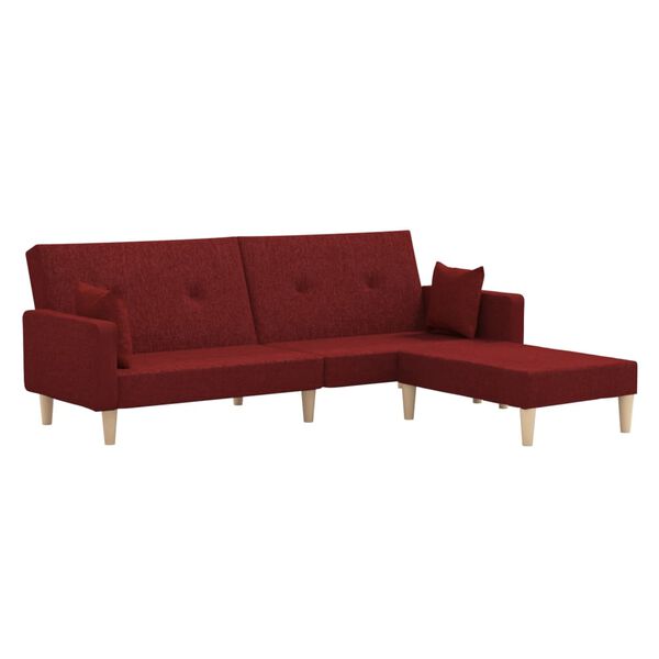 vidaXL Canap&eacute;-lit &agrave; 2 places avec repose-pied Rouge bordeaux Tissu