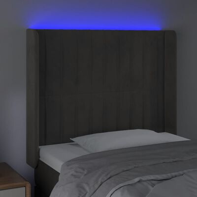 vidaXL Tête de lit à LED Gris foncé 103x16x118/128 cm Velours