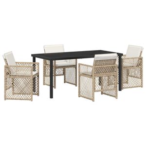 vidaXL Ensemble de salle &agrave; manger pour jardin 5 pcs Beige polyrotin