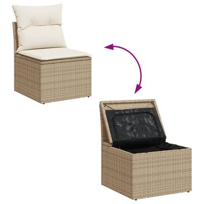 vidaXL Salon de jardin avec coussins 14 pcs beige résine tressée