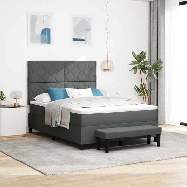 vidaXL Lit &agrave; ressorts avec matelas Gris fonc&eacute; 160 x 200 cm tissu