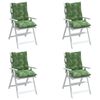 vidaXL Coussins de chaise &agrave; dossier bas lot de 4 mod&egrave;le de feuille