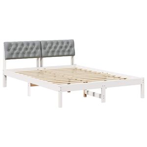 vidaXL Cadre de lit avec t&ecirc;te de lit Blanc et gris clair 140 x 190 cm