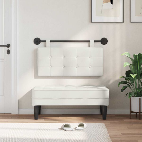 vidaXL T&ecirc;te de lit suspendue Blanc 100 x 55 x 5 cm Simili cuir