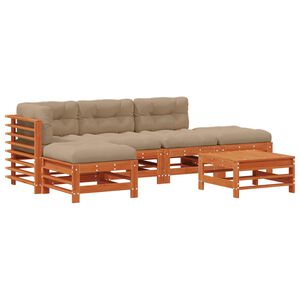vidaXL Ensemble de salon de jardin 6 pc Brun cire Bois de pin massif