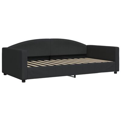 vidaXL Lit de jour avec gigogne et matelas noir 100x200 cm tissu