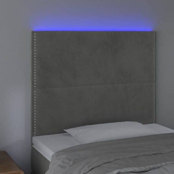 vidaXL T&ecirc;te de lit &agrave; LED Gris clair 80x5x118/128 cm Velours