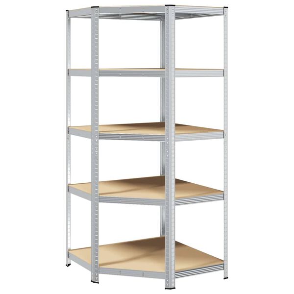 vidaXL &Eacute;tag&egrave;re d'angle Argent&eacute; 90 x 90 x 198 cm Bois d'ing&eacute;nierie