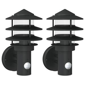 vidaXL Appliques murales d'ext&eacute;rieur et capteurs 2pcs acier inoxydable