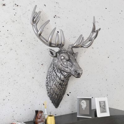vidaXL Décoration murale en forme de tête de cerf Aluminium Argenté