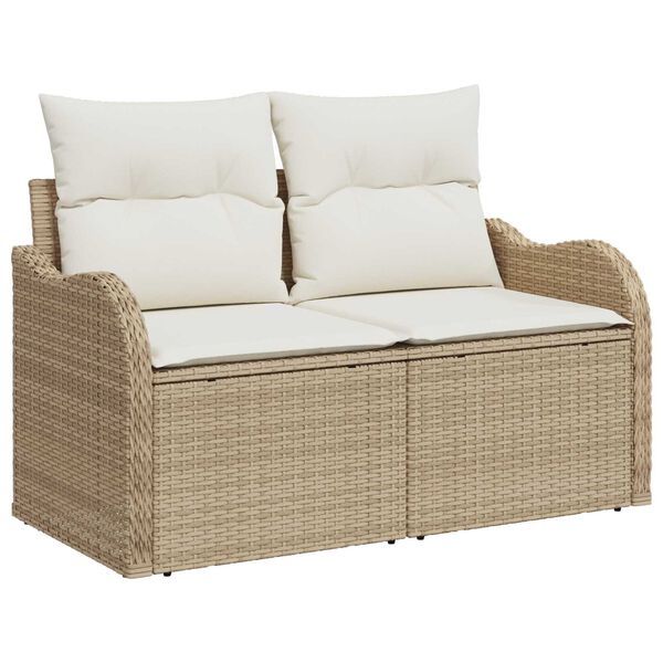 vidaXL Ensemble de canap&eacute; de jardin 8 pcs Beige Poly rotin