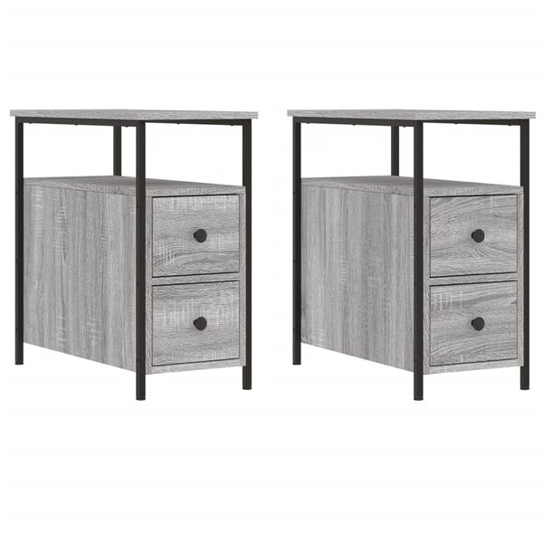 vidaXL Tables de chevet 2 pcs sonoma gris 30x60x60cm bois d'ing&eacute;nierie
