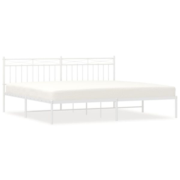 vidaXL Cadre de lit m&eacute;tal sans matelas et t&ecirc;te de lit blanc 200x200 cm