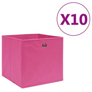 vidaXL Bo&icirc;tes de rangement 10 pcs Tissu intiss&eacute; 28x28x28 cm Rose