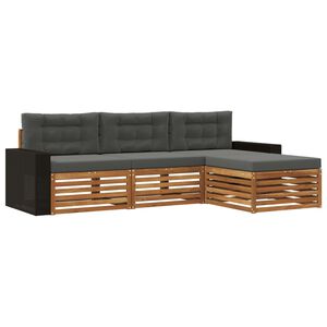 vidaXL Ensemble de canap&eacute;s d'ext&eacute;rieur 4 pcs Naturel et Anthracite