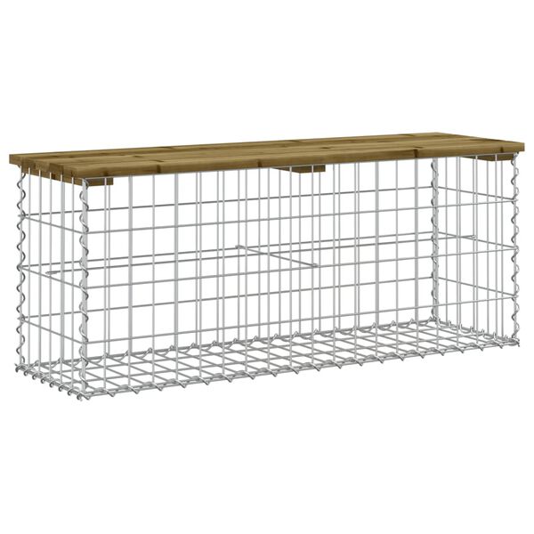 vidaXL Banc de jardin design gabion 103x31,5x42cm bois de pin impr&eacute;gn&eacute;