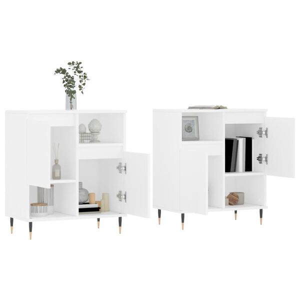 vidaXL Buffets 2 pcs blanc bois d'ing&eacute;nierie
