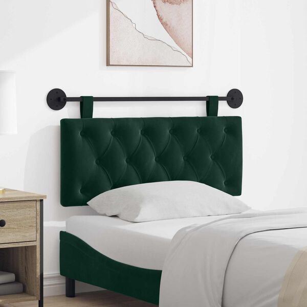vidaXL T&ecirc;te de lit suspendue Vert fonc&eacute; 110 x 55 x 7 cm Velours