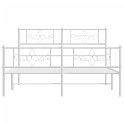 vidaXL Cadre de lit métal sans matelas et pied de lit blanc 140x190 cm