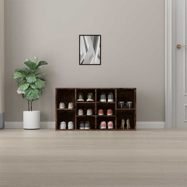 vidaXL Banc &agrave; chaussures Ch&ecirc;ne fum&eacute; 103x30x55 cm Bois d'ing&eacute;nierie