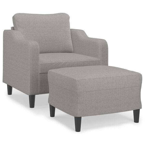 vidaXL Fauteuil avec repose-pied Gris clair 60 cm Tissu