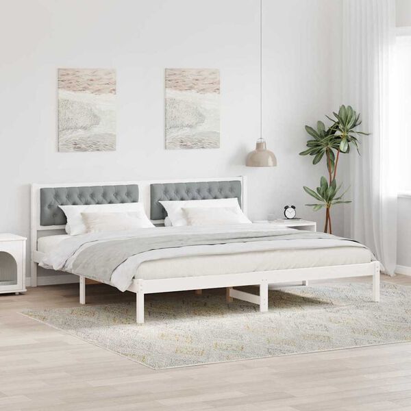 vidaXL Cadre de lit Gris clair 200 x 200 cm Pin massif