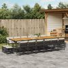 vidaXL Ensemble &agrave; manger de jardin 17 pcs coussins noir r&eacute;sine tress&eacute;e