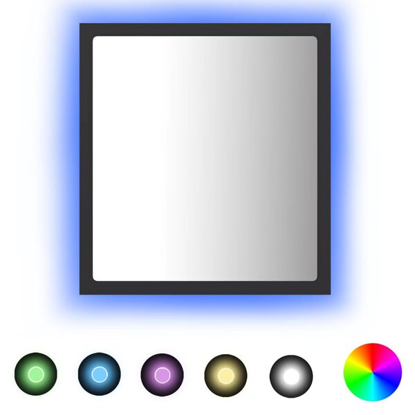 vidaXL Miroir &agrave; LED de salle de bain Gris 40x8,5x37 cm Acrylique