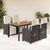 vidaXL Ensemble &agrave; manger de jardin coussins 5pcs Noir R&eacute;sine tress&eacute;e