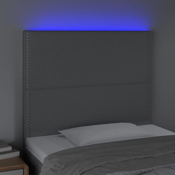 vidaXL T&ecirc;te de lit &agrave; LED Gris clair 80x5x118/128 cm Tissu