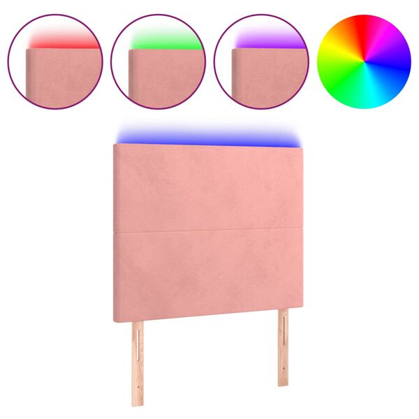 vidaXL T&ecirc;te de lit &agrave; LED Rose 90x5x118/128 cm Velours
