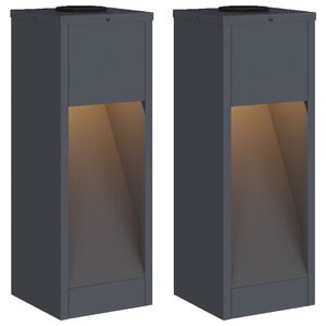 vidaXL Lumi&egrave;re de Chemin LED Solaire 2 pc Blanc chaud 18 x 18 x 50 cm