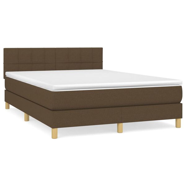 vidaXL Sommier &agrave; lattes de lit avec matelas Marron fonc&eacute; 140x190 cm
