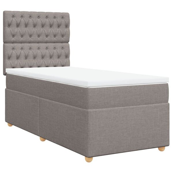vidaXL Sommier à lattes de lit avec matelas Taupe 90x200 cm Tissu
