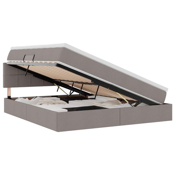 vidaXL Lit avec rangement et LED avec matelas Taupe 180 x 200 cm tissu