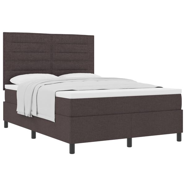 vidaXL Lit &agrave; ressorts avec matelas Marron fonc&eacute; 140 x 190 cm tissu